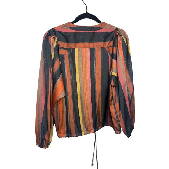BURU Striped Satin Fall Blouse Sz. S - Picture 6 of 7